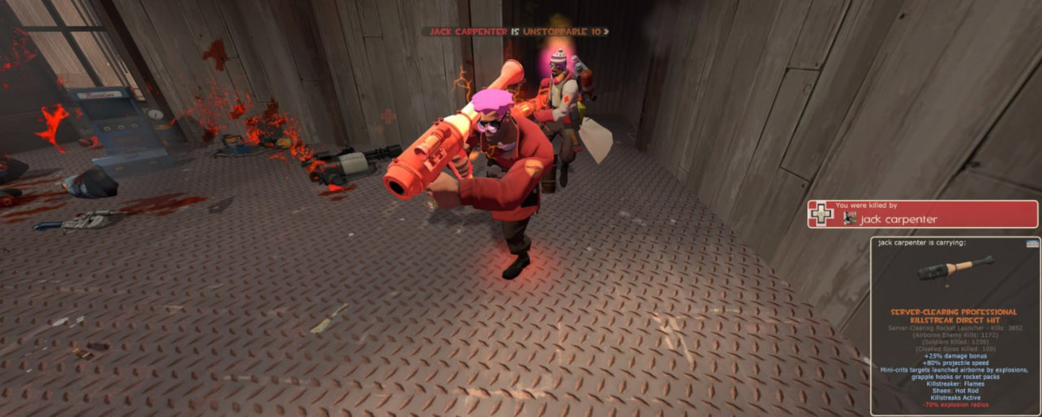 Image shows a person in team fortress 2 dressed in a striking red outfit, captured in a digital screenshot.