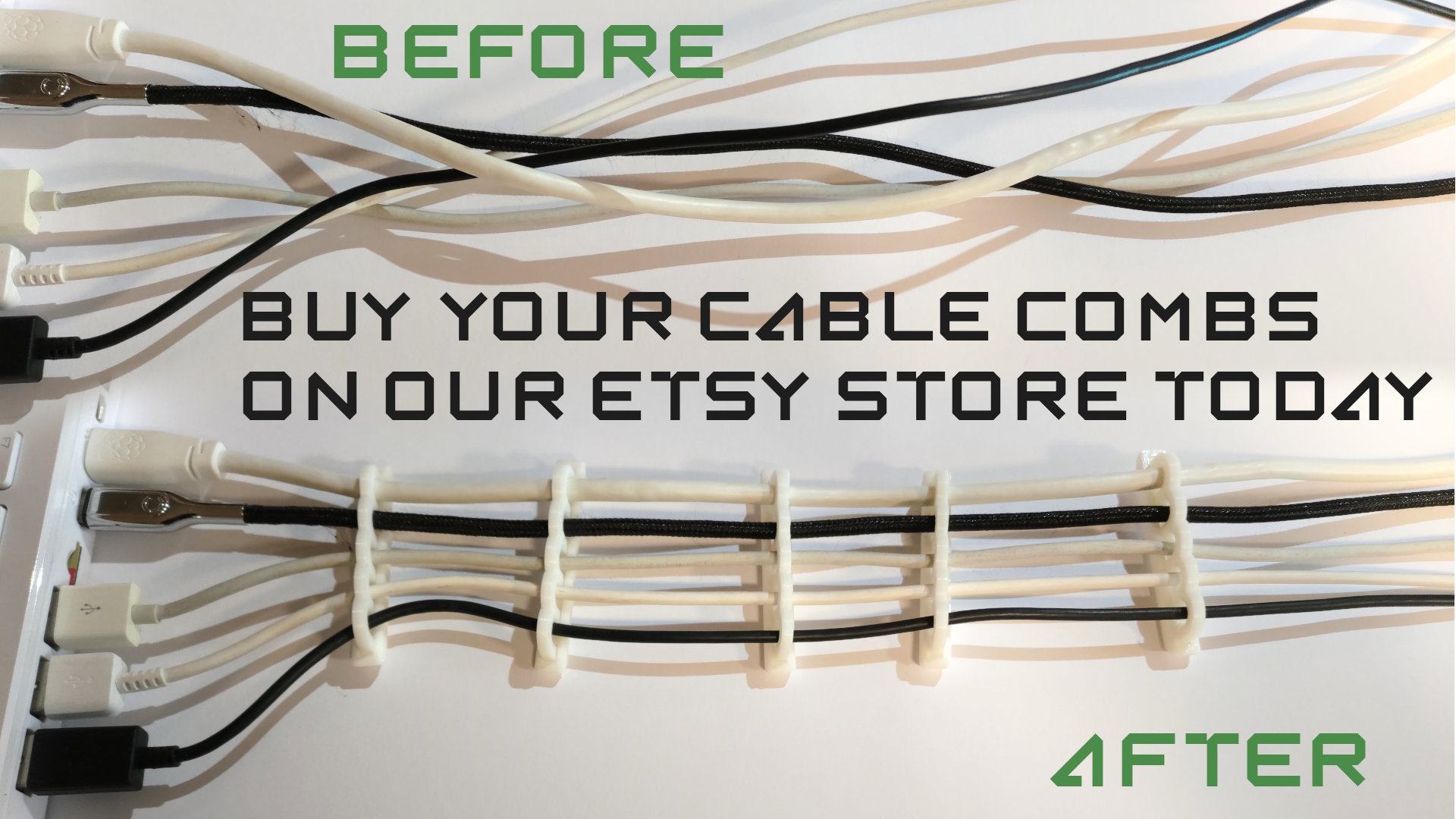 Shop for cable combs in our Etsy store today for organized and tidy cable management solutions.